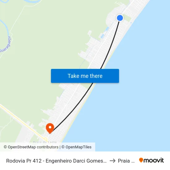 Rodovia Pr 412 - Engenheiro Darci Gomes De Morais, 7924 (30 - Olha D'Água) to Praia de Leste map