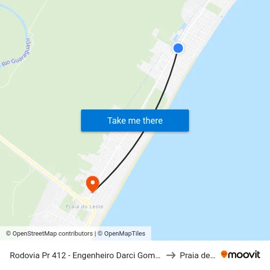 Rodovia Pr 412 - Engenheiro Darci Gomes De Morais, 6280 to Praia de Leste map
