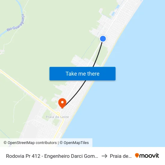 Rodovia Pr 412 - Engenheiro Darci Gomes De Morais, 4991 to Praia de Leste map