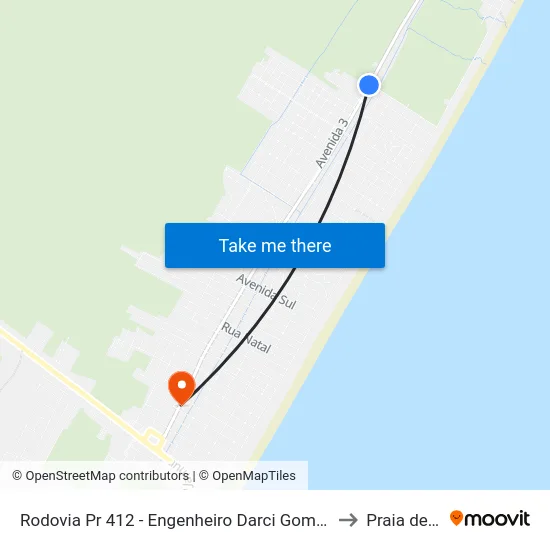 Rodovia Pr 412 - Engenheiro Darci Gomes De Morais, 3613 to Praia de Leste map