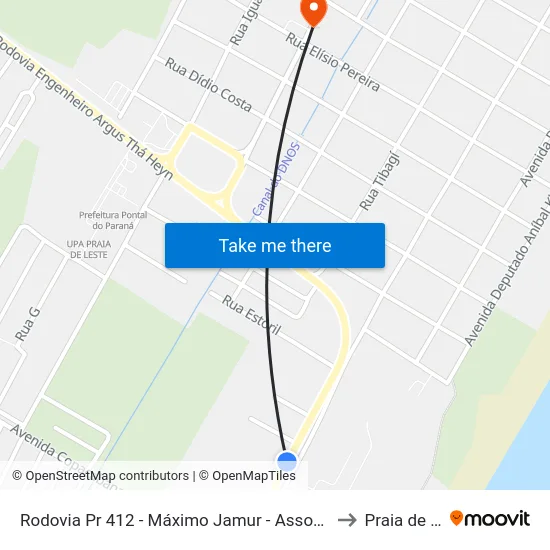Rodovia Pr 412 - Máximo Jamur - Associação Banestado to Praia de Leste map