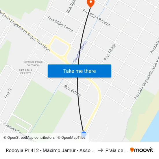 Rodovia Pr 412 - Máximo Jamur - Associação Banestado to Praia de Leste map