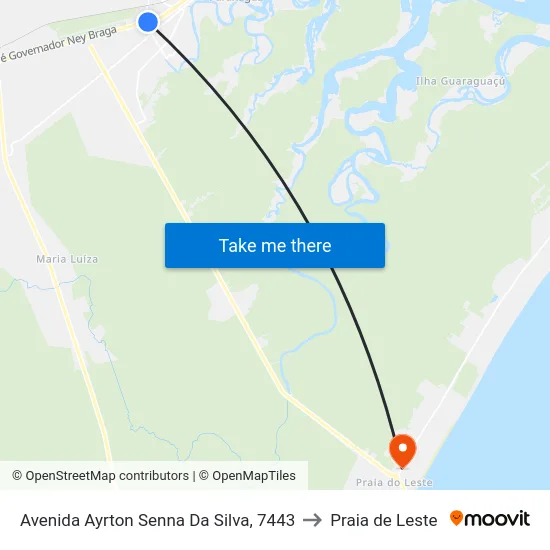 Avenida Ayrton Senna Da Silva, 7443 to Praia de Leste map