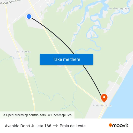 Avenida Doná Julieta 166 to Praia de Leste map