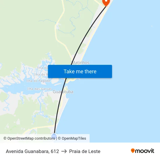 Avenida Guanabara, 612 to Praia de Leste map