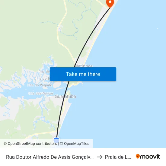 Rua Doutor Alfredo De Assis Gonçalves, 200 to Praia de Leste map