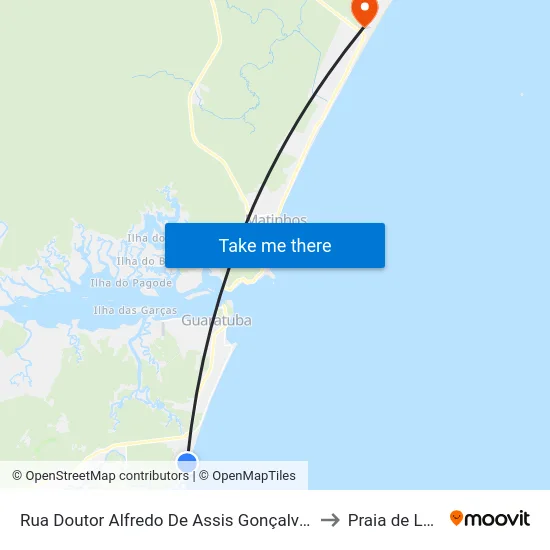 Rua Doutor Alfredo De Assis Gonçalves, 142 to Praia de Leste map