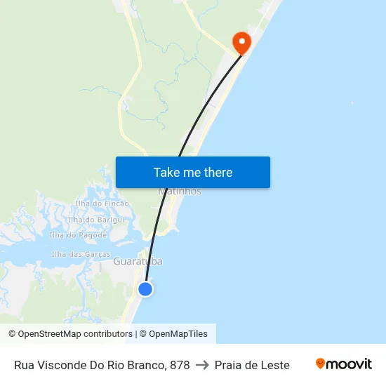 Rua Visconde Do Rio Branco, 878 to Praia de Leste map