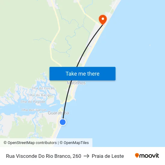 Rua Visconde Do Rio Branco, 260 to Praia de Leste map