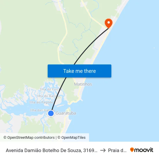 Avenida Damião Botelho De Souza, 3169 - Aeroporto De Guaratuba to Praia de Leste map