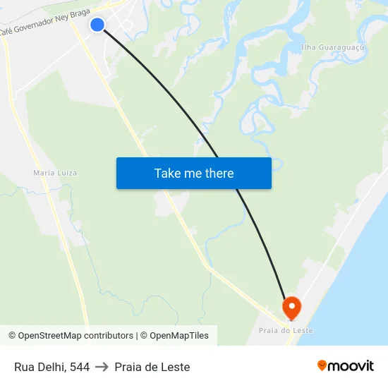 Rua Delhi, 544 to Praia de Leste map