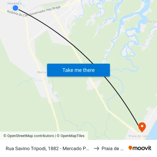 Rua Savino Tripodi, 1882 - Mercado Pague Menos to Praia de Leste map