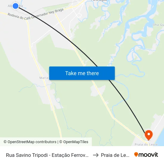 Rua Savino Tripodi - Estação Ferrovária to Praia de Leste map