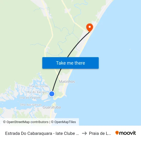 Estrada Do Cabaraquara - Iate Clube Caiobá to Praia de Leste map