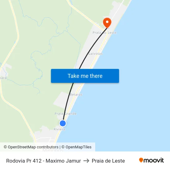 Rodovia Pr 412 - Maximo Jamur to Praia de Leste map