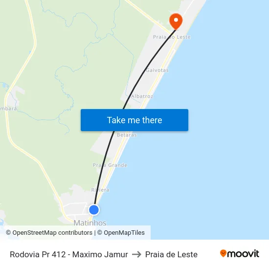 Rodovia Pr 412 - Maximo Jamur to Praia de Leste map