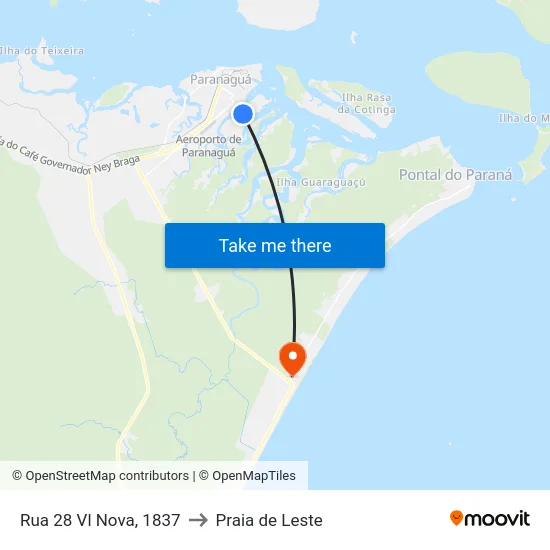 Rua 28 Vl Nova, 1837 to Praia de Leste map