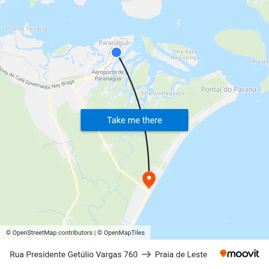 Rua Presidente Getúlio Vargas 760 to Praia de Leste map