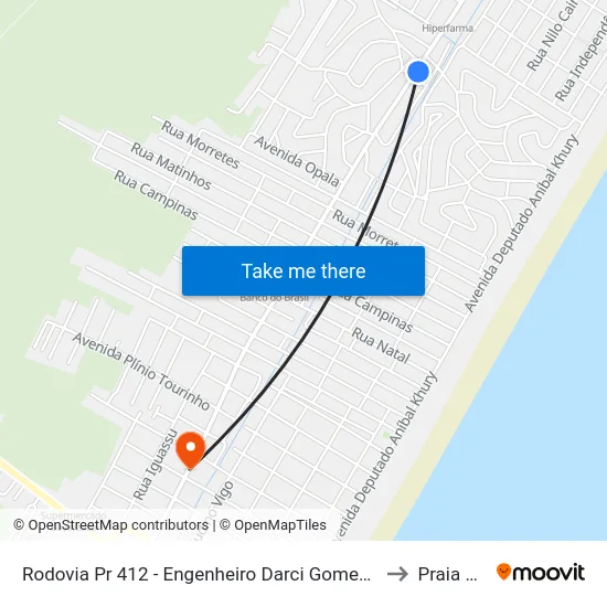 Rodovia Pr 412 - Engenheiro Darci Gomes De Morais, 2276 (20 - Canoas) to Praia de Leste map