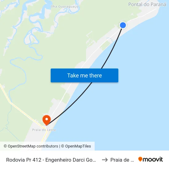 Rodovia Pr 412 - Engenheiro Darci Gomes De Morais to Praia de Leste map
