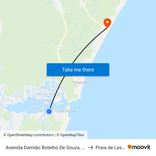 Avenida Damião Botelho De Souza, 56 to Praia de Leste map