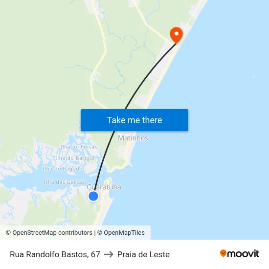 Rua Randolfo Bastos, 67 to Praia de Leste map