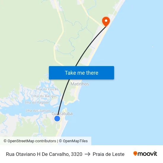 Rua Otaviano H De Carvalho, 3320 to Praia de Leste map