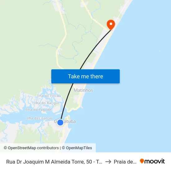 Rua Dr Joaquim M Almeida Torre, 50 - Terminal Rodoviário to Praia de Leste map