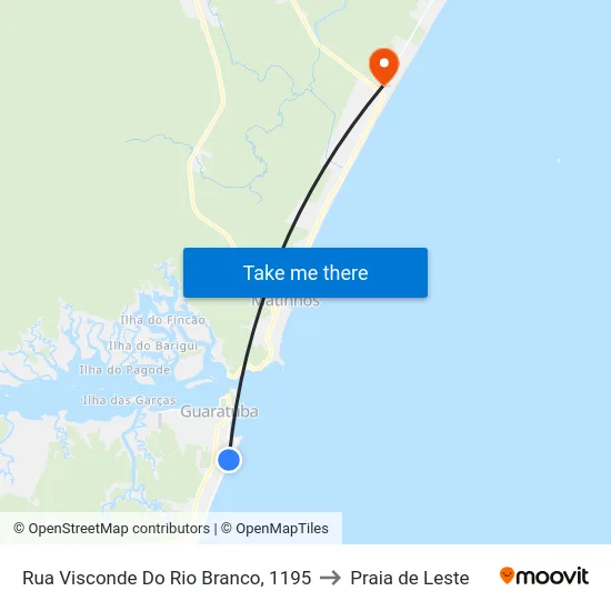 Rua Visconde Do Rio Branco, 1195 to Praia de Leste map
