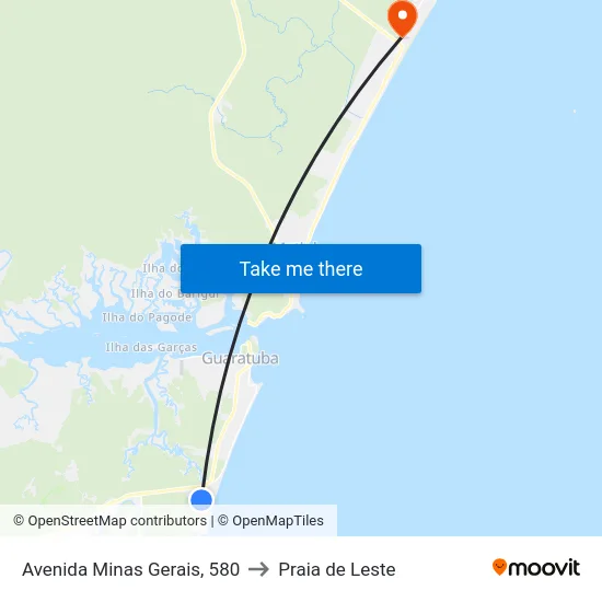 Avenida Minas Gerais, 580 to Praia de Leste map