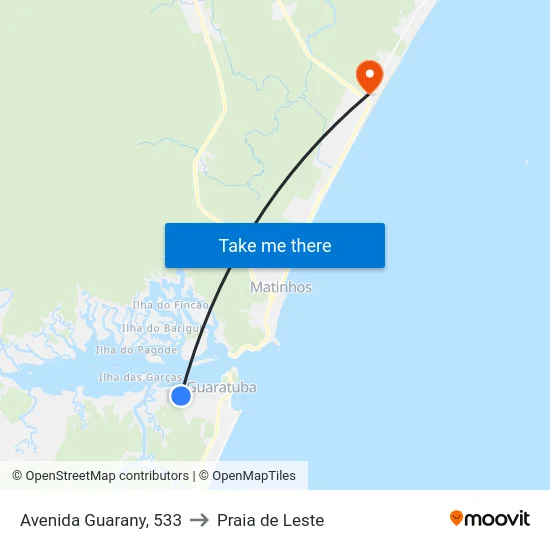 Avenida Guarany, 533 to Praia de Leste map