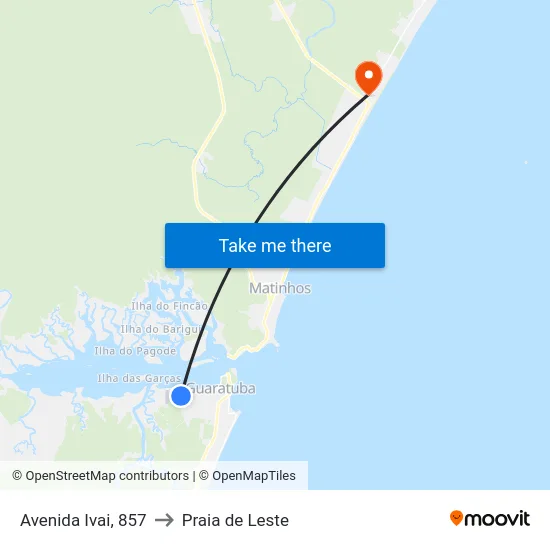 Avenida Ivai, 857 to Praia de Leste map