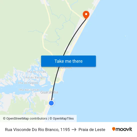 Rua Visconde Do Rio Branco, 1195 to Praia de Leste map