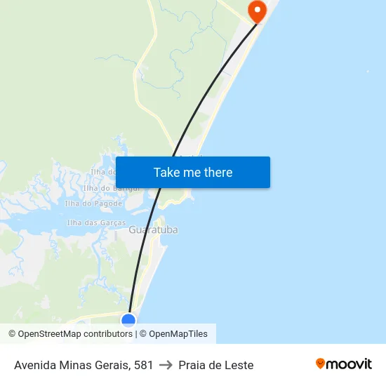 Avenida Minas Gerais, 581 to Praia de Leste map