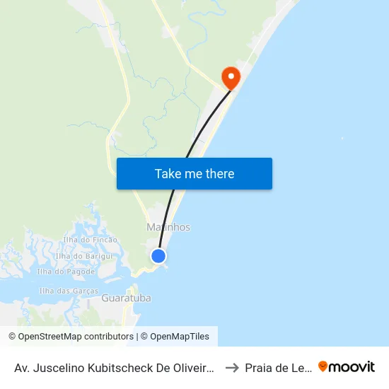 Av. Juscelino Kubitscheck De Oliveira, 3010 to Praia de Leste map