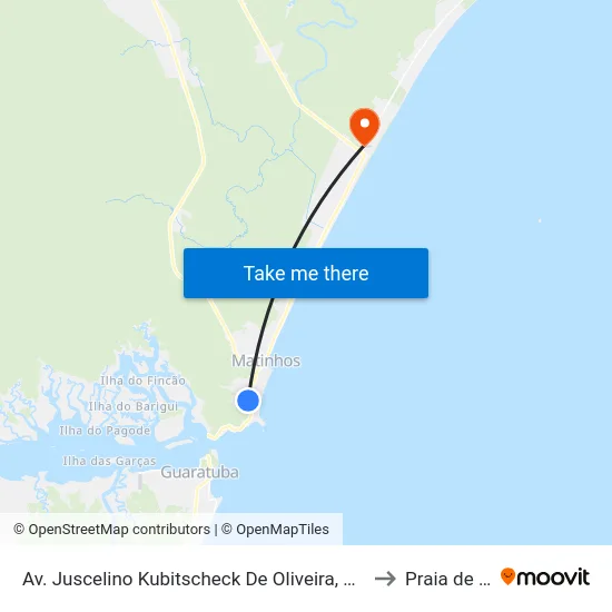 Av. Juscelino Kubitscheck De Oliveira, 1521 - Super Rede to Praia de Leste map