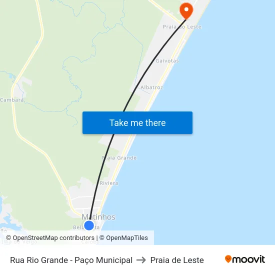 Rua Rio Grande - Paço Municipal to Praia de Leste map
