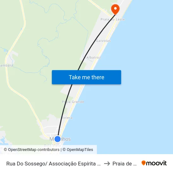 Rua Do Sossego/ Associação Espírita De Matinhos to Praia de Leste map