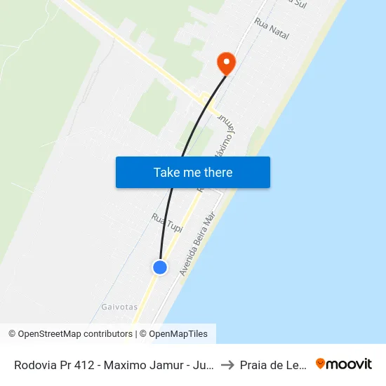 Rodovia Pr 412 - Maximo Jamur - Junara to Praia de Leste map