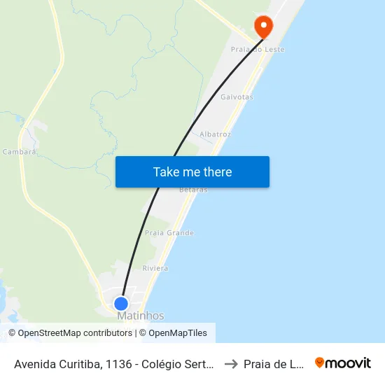 Avenida Curitiba, 1136 - Colégio Sertãozinho to Praia de Leste map