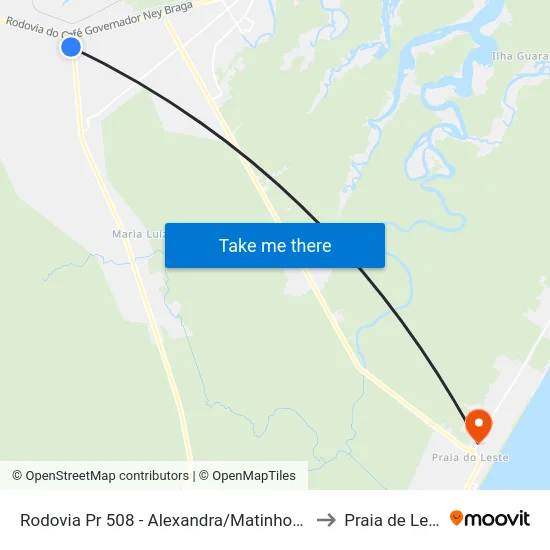 Rodovia Pr 508 - Alexandra/Matinhos, 371 to Praia de Leste map