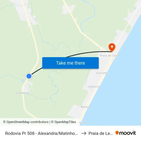 Rodovia Pr 508 - Alexandra/Matinhos , 909 to Praia de Leste map