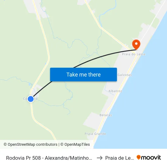 Rodovia Pr 508 - Alexandra/Matinhos, 1622 to Praia de Leste map