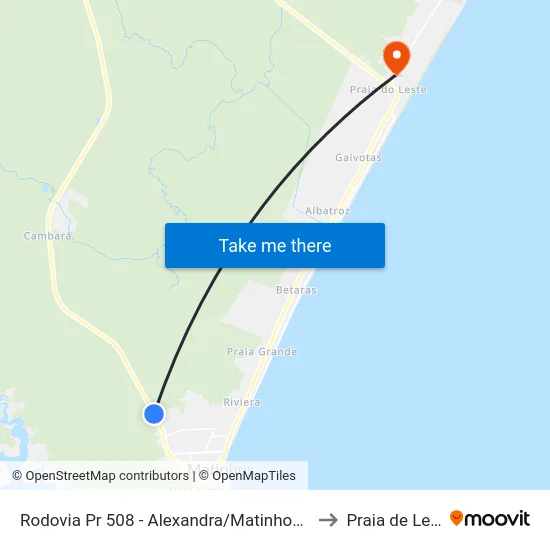 Rodovia Pr 508 - Alexandra/Matinhos, 2045 to Praia de Leste map