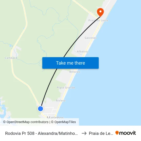 Rodovia Pr 508 - Alexandra/Matinhos, 1400 to Praia de Leste map