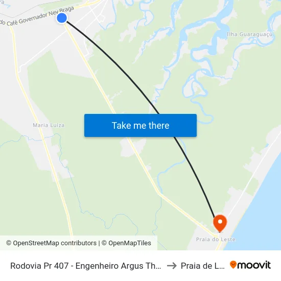 Rodovia Pr 407 -  Engenheiro Argus Tha Heyn, 24 to Praia de Leste map