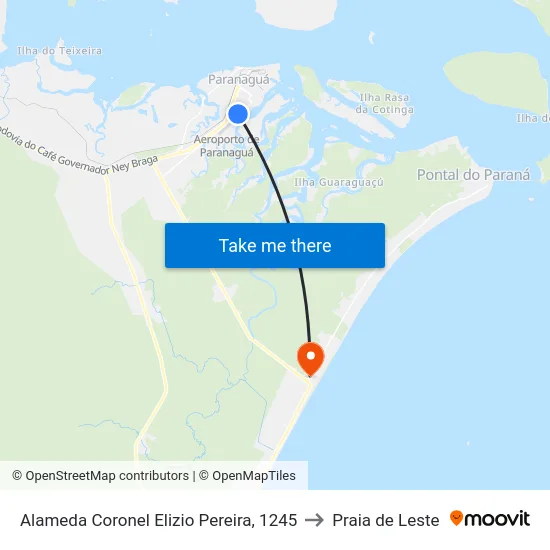 Alameda Coronel Elizio Pereira, 1245 to Praia de Leste map