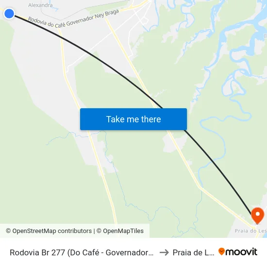 Rodovia Br 277 (Do Café - Governador Ney Braga) to Praia de Leste map