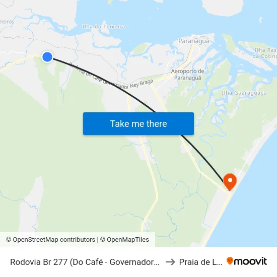 Rodovia Br 277 (Do Café - Governador Ney Braga) to Praia de Leste map