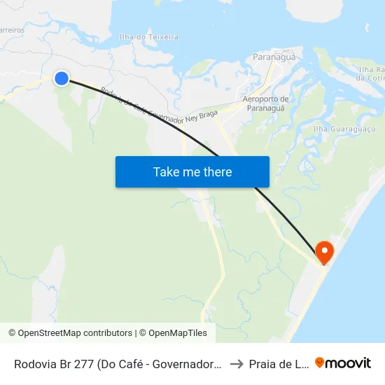 Rodovia Br 277 (Do Café - Governador Ney Braga) to Praia de Leste map
